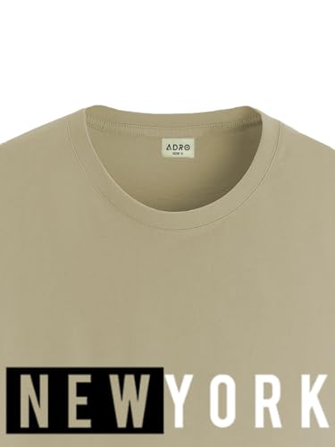ADRO Men's Solid Regular Fit T-Shirt (RN24-NKY-BE_Beige