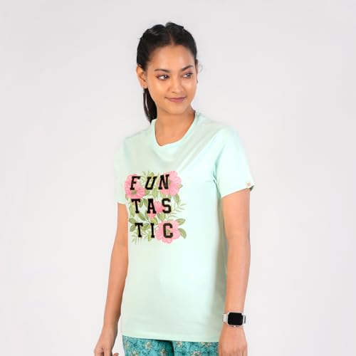 Rupa Colors Playsure Printed Cotton Blended Round Neck Womens T-Shirt, Short-Sleeve, Pack of 1