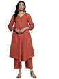 Varanga Women Orange Solid A-Line Kurta With Tonal Bottom  Comfortable And Stylish Ethnic Wear For Women