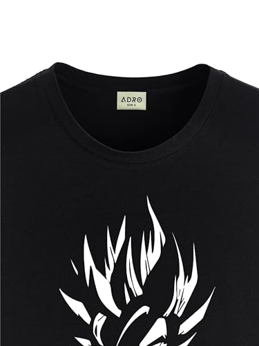 ADRO Men's Solid Regular Fit T-Shirt (RN24-GOK-BL_Black