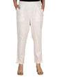 Digital Shopee Cotton Women Trouser Pant Use For Formal Office High Waist For Wide Leg Ankle Length Straight Pencil Pant (Cream_
