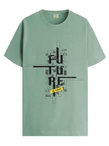 ADRO Men's Graphic Printed 100% Cotton T-Shirt - Regular Fit, Printed T-Shirts for Men (RN24-FTR-PT_Pista_XL)