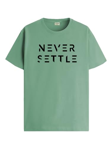 ADRO Mens Never Settle Cotton T-Shirt (RN22-03-SET-PT_Pista_XL)