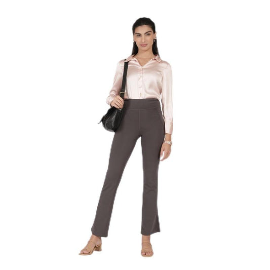 BlissClub AM:PM Cotton Flare Pants -Tall Above 55, Highwaisted, Wide Waistband, 4 Pockets, 95% Cotton