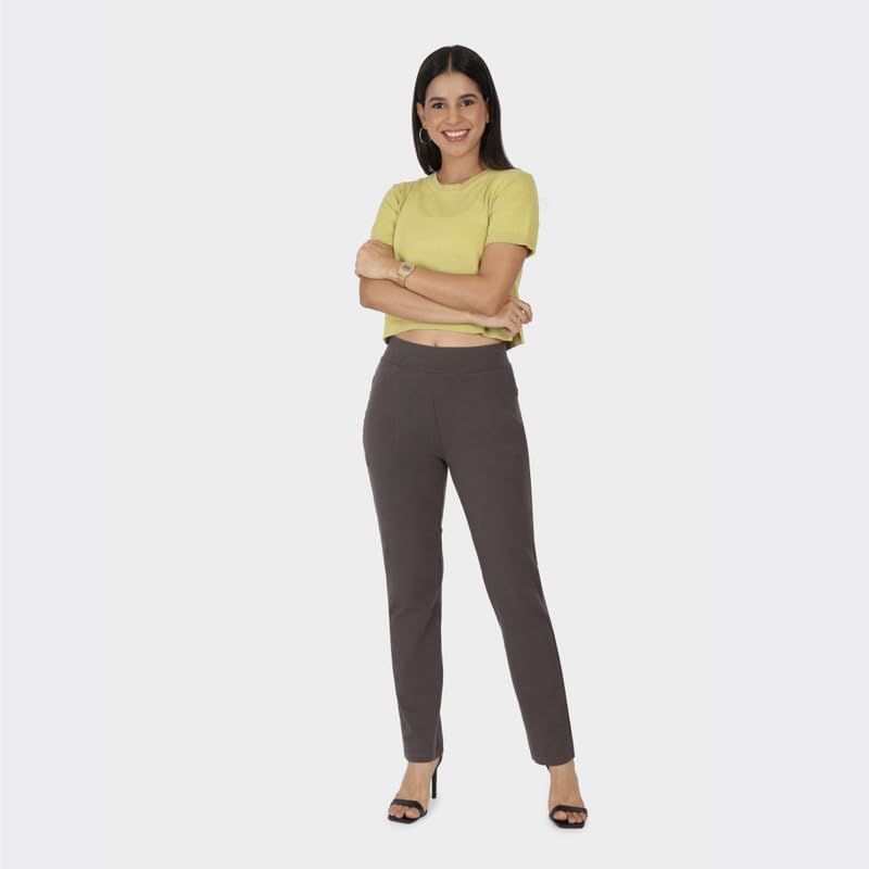 BlissClub Women AM PM Cotton Straight Pants - Regular | Wide Waistband | High Rise | Drawstring | 2 Pockets