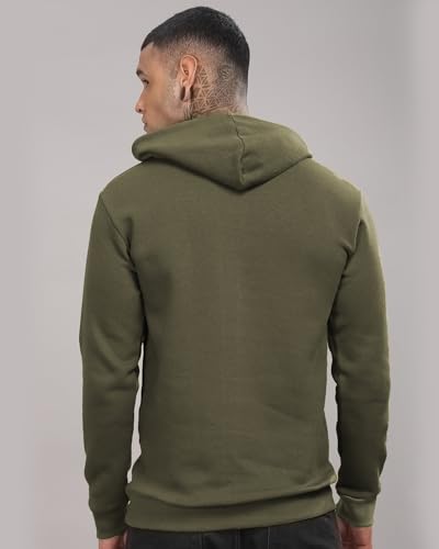 ADRO Men's Printed Hoodie, Cotton, Green Olive, Size 36, Model H24-M-PLN-OL