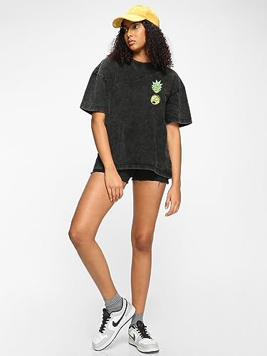 Bewakoof X Official Rick and Morty Merchandise Womens The Acid Vat Graphic Printed 100% Cotton T-Shirt - Oversized Fit, Round N