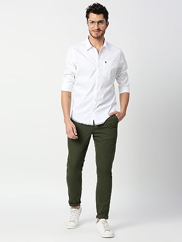 Thomas Scott Mens Solid Regular Fit Trouser Dark Green