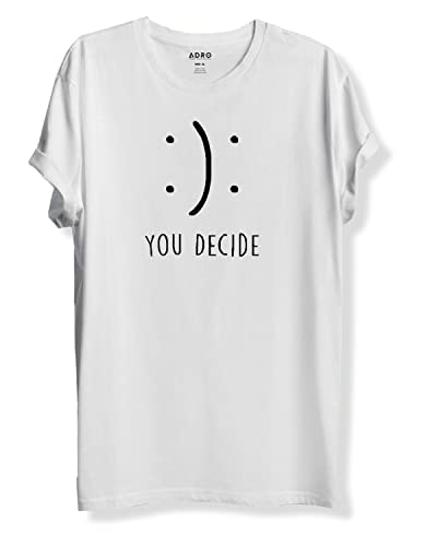 ADRO You Decide Mens Printed T-Shirts (RNR-M-DEC-WH_White_XL)
