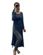Trillmixa WomenS Georgette Nayra Cut Kurti With Notch Neck 3/4Th Sleeves Knee Length Solid Pattern A Line Style And Regular Fit