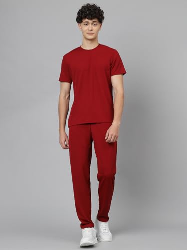 LookMark Mens Crepe Blend Solid Pattern Pajama & T-Shirt Set, Short Sleeve, Round Neck, Drawstring, Pocketed Elegance (AZ-LM-P1