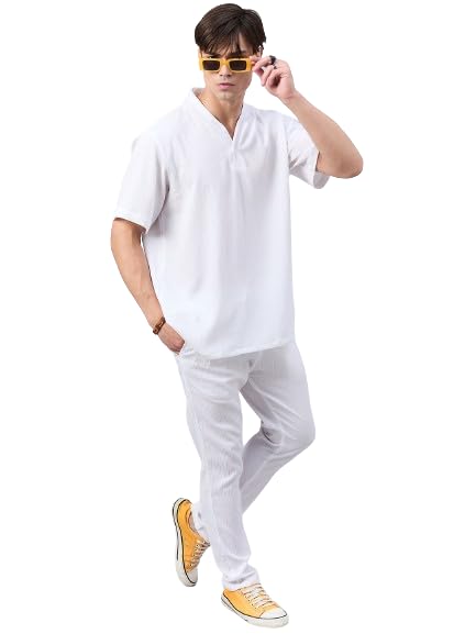 Style Quotient Men White Co-Ord Set