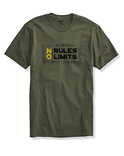 ADRO No Rules No Limits Mens Printed T-Shirt (RNR-M-LIM-OL_Olive_XL)