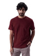 The Souled Store Original: Rhubarb Men and Boys Short Sleeves Round Neck Burgundy Solid Supima Cotton Regular Fit T-Shirts