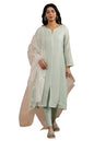 W for Woman W Women Green Festive Solid Viscose Kurta Set With Tight & Dupatta