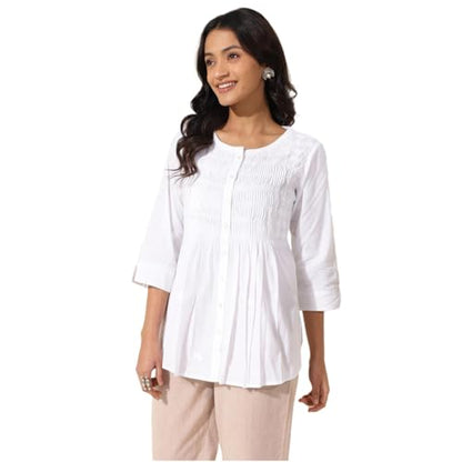 Fabindia WomenS Embroidered Regular Fit Tunic (2118006White_White