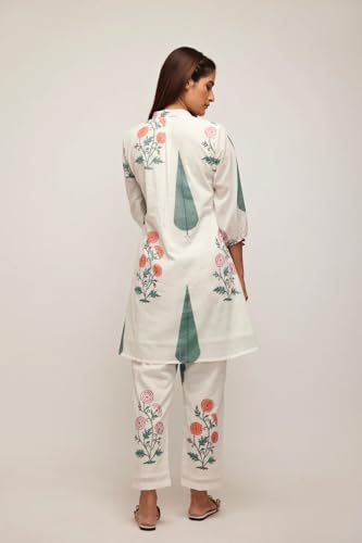 Leriya Fashion Casual Standard Length Rayon Floral Ethnic Co-ord Kurta Set for Women (Available in 2XL and 3XL) (LF-W1964&TR979_