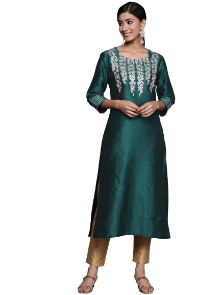 Varanga Women's Chanderi Solid Regular Kurta