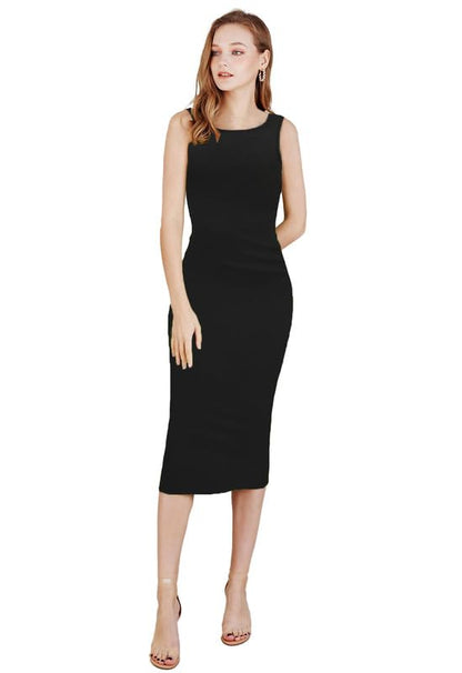 Toochki Dress For Women | Lycra Dresses | One Piece Dress | Black Midi Dress Dress For Women | Black Bodycon Dress For Women | C