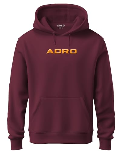 ADRO Mens Hoodies with Hail The Dragon Puff Backside Printed, 100% Cotton 340GSM. (H23-M-DRA-MR_Maroon)
