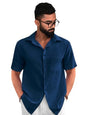 PinkMint Popcorn Shirt for Men ll Textured Shirts for Men ll Stylish Half Sleeve Shirt ll Goa Wear ll Regular Fit Shirt Dark Blu