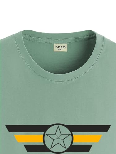 ADRO Men's Solid Regular Fit T-Shirt (RN24-CAP-PT_Pista