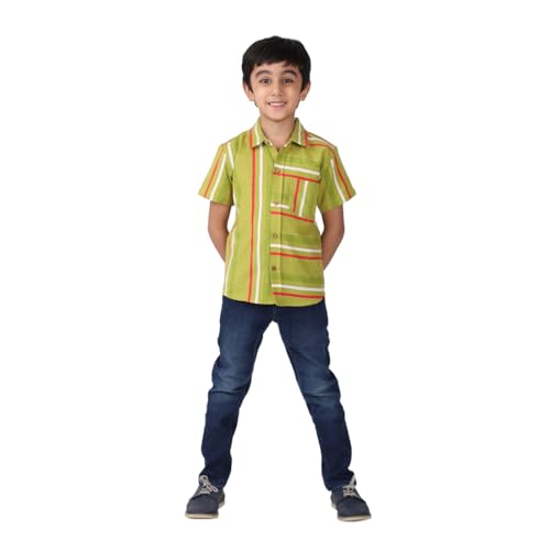 Fabindia BoyS Printed Regular Fit Shirt (100210301_Green