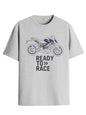 ADRO Men's Biker Design Printed 100% Cotton T-Shirt - Regular Fit, Printed T-Shirts for Men (RN24-KTM-GR_Grey_XL)