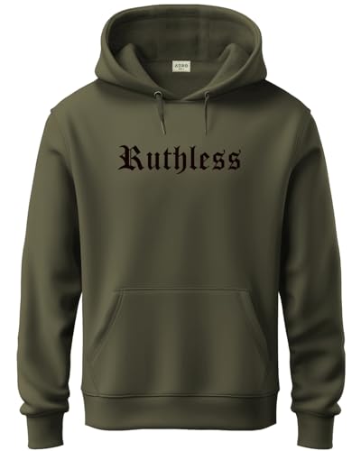 ADRO Men's Cotton Neck Hooded Sweatshirt (H24-RUTH-OL_Olive