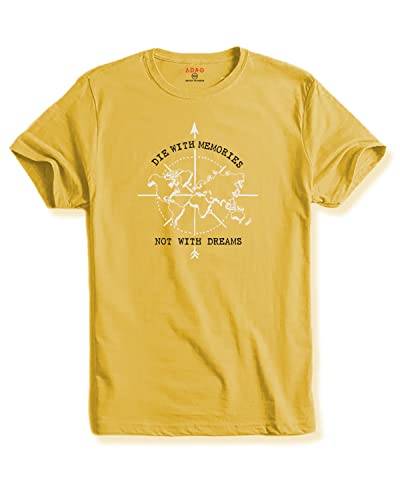 Adro Die With Memories Not With Dreams Mens Printed T-Shirt (2Xl, Light Yellow)