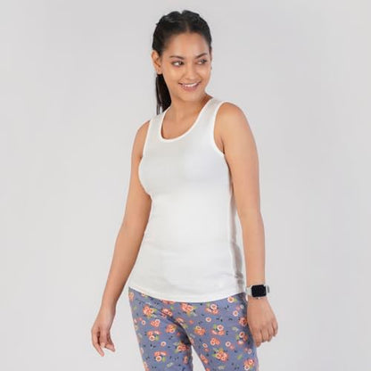 Rupa Colors Playsure Solid 100% Combed Cotton Rib Fabric, Womens Tank Top, Sleeveless Pack of 1