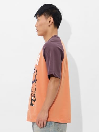 The Souled Store Official Naruto Shippuden : Jinchuriki Oversized T-Shirt for Men Boys Cotton Casual Half Sleeves Baggy Loose Fi
