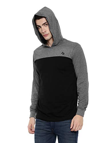 ADRO Full Sleeve Color Block T-Shirt for Men (FR4-3-HD-BL_Black)