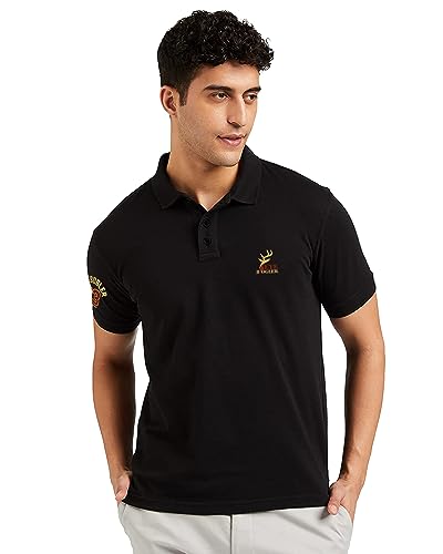 EYEBOGLER Regular Fit Mens Polo Neck Half Sleeve Soild Casual Tshirt Black
