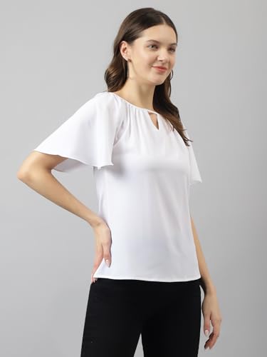 Toochki Womens White Rayon Solid Straight Western Top | Winter Top | Western Top | Top for Women | Latest Women Top | Trendy Wo