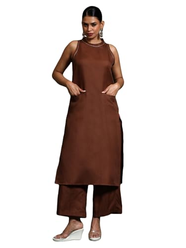 Varanga Women Round Neck Sleeveless Kurta With Trouser