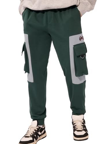 The Souled Store Utility Joggers Urban Terrain Men and Boys Elasticated Toggles Leg Closure Beige Printed Cotton Blend Baggy Fit
