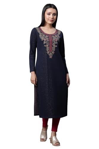 Aurelia Women's Polycotton Regular Fit Solid Kurta