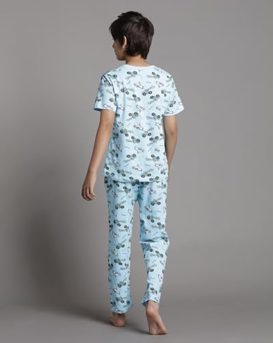 T2F Boys Cotton Pajama Set Blue