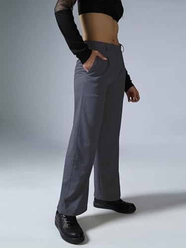 Leriya Fashion WomenS High Waist Wide Leg Trousers Grey