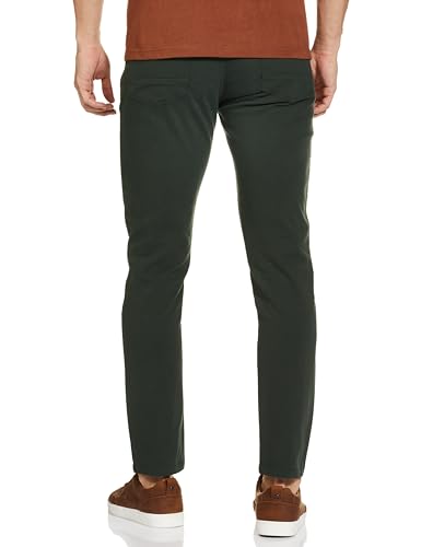 The Indian Garage Co Men Slim Fit Solid Mid-Rise Stretchable Chinos Jungle Green