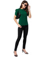 Style Quotient Women Solid Emerald Green Poly Knit Smart Casual Regular Top