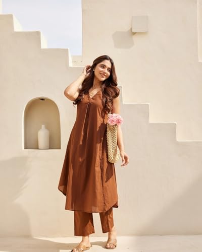 FABNEX Kurta Set for Women | Women Kurta | Women Kurta Sets Kurtis | Women Kurta Pant Set | Women Kurta Pant Set Women (K-112-Br
