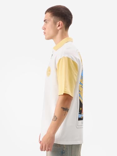 The Souled Store Official Tarot: Doctor Strange Men And Boys Short Sleeve Collared Neck White And Yellow Graphic Printed Cotton