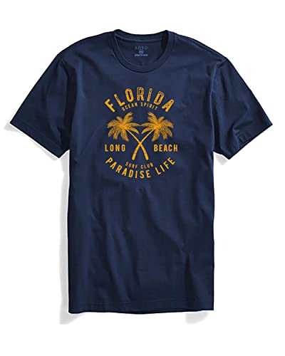 ADRO Florida Paradise Life Mens Printed T-Shirt (XL, Navy Blue)