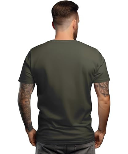 Peppyzone Mens Regular Fit T-Shirt (PZ-Number-9910_Olive3
