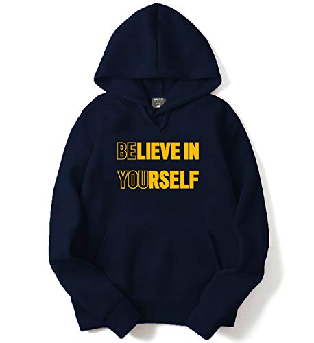 ADRO Believe in Yourself Design Printed Hoodies/Sweatshirts for Men & Women (H20-M-YOU-NB_Navy_XL)