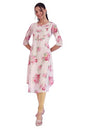 Aurelia Women's White Printed Cotton Blend A-Line Kurta