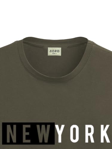 ADRO Men's Solid Regular Fit T-Shirt (RN24-NKY-OL_Olive