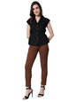 Style Quotient Women Solid Black Viscose Rayon Formal Shirt